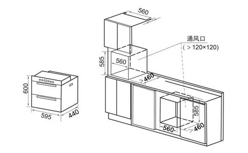 SA-60HTX消毒柜外观及开孔尺寸